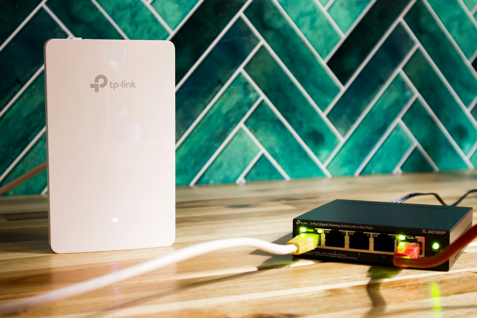 Wi‑Fi router and network switch setup