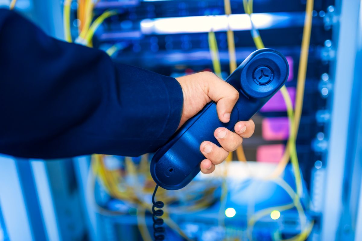 VoIP phone and server room